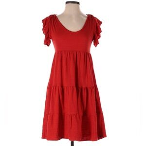 Red Ruffle Sleeve Dress